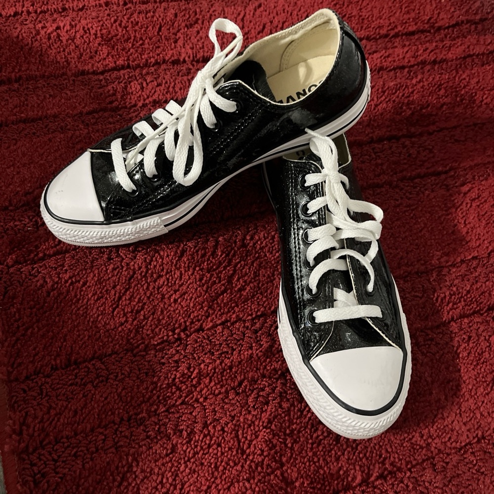 Converse Patent Leather Black and White Women's Sneakers